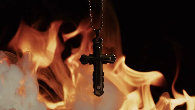 Christian Religion Symbol Holy Cross on Fire