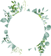 Fototapeta premium Floral Wreath Border Design Element Green Foliage