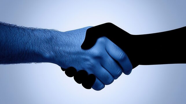 An artistic representation of a handshake, symbolizing unity and cooperation among diverse people.