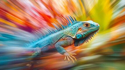 Fototapeta premium close-up colourful iguana