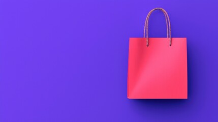 Colorful shopping bag against a vibrant purple background, ideal for retail and marketing themes.