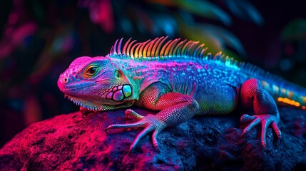close-up colourful iguana