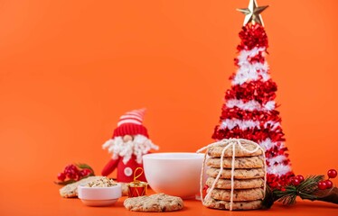 Oatmeal cookies with chocolated filleng for Christmas holidays