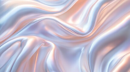 Obraz premium Minimalistic abstract pearl glow macro liquid background with smooth waves on a light gray canvas