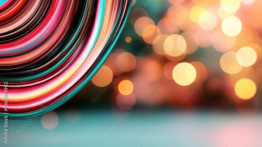 Wall mural a vivid swirl of colors creates an abstract pattern overlain with soft-focus bokeh highlights, evoki