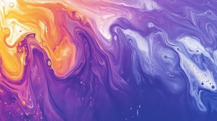 Fototapeta premium Colorful abstract fluid art with gradients of orange, purple, and blue