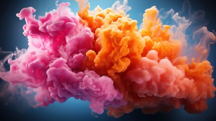 Fototapeta premium Abstract Swirling Clouds of Pink and Orange Ink in Water