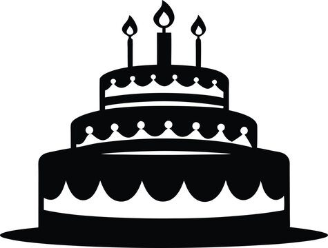 recommend clip art: Birthday cake silhouette vector, birthday cake icon 