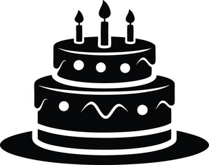 Birthday cake silhouette vector, birthday cake icon 