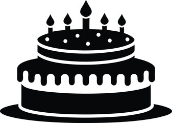 Birthday cake silhouette vector, birthday cake icon 