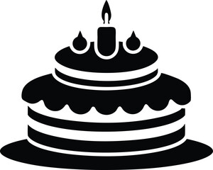 Birthday cake silhouette vector, birthday cake icon 