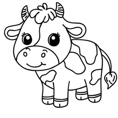 Fototapeta premium cute cow animal doodle 
