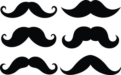 Moustache Silhouette, Set of mustache icon vector