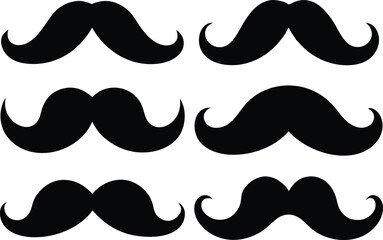 Moustache Silhouette, Set of mustache icon vector