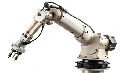 The robotic arm is white on a light background