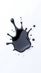 Black paint splashing, dripping isolated on white background	