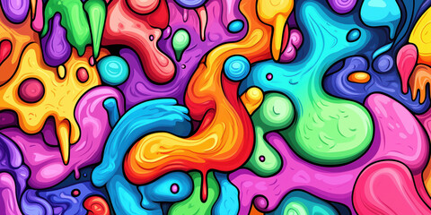 Colorful abstract liquid forms create a vivid and dynamic background