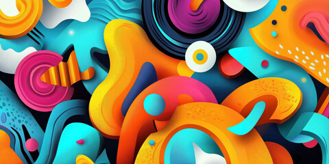 Obraz premium Vibrant abstract geometric shapes in dynamic colorful composition