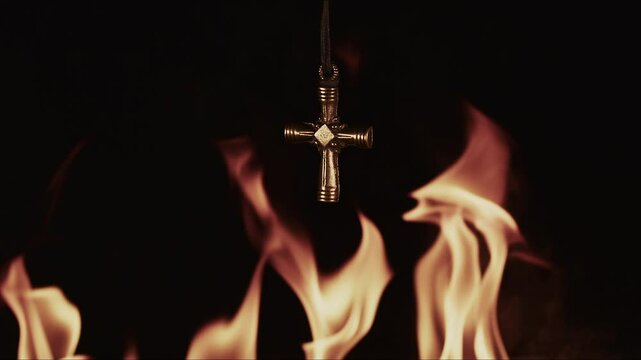 Christian Religion Symbol Holy Cross on Fire