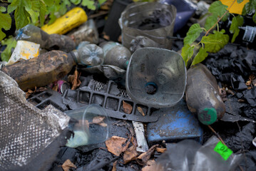 Plastic garbage near an oil change station