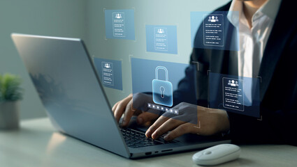 Documents confidentiality,cyber security protection concept.Confidentiality documents and employee compliance rules.Documents law regulation and compliance rules.Software for security personal data