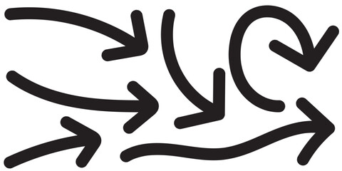 Hand painted arrow drawn with ink brush.