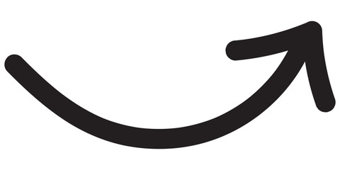 Long curved hand drawn arrow vector
