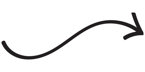 Long curvy hand drawn arrow vector