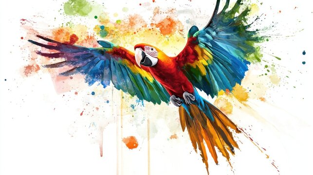 A Colorful Macaw in Flight