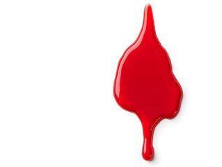  Red paint splashing, dripping isolated on white background