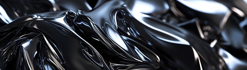 Abstract Shiny Black Surface with Wavy Texture