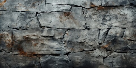 Obraz premium A weathered stone wall with an intricate pattern of cracks and crevices, revealing a history of time and the elements.