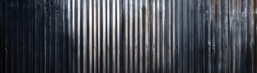 Fototapeta premium Weathered Corrugated Metal Wall with Light and Shadow