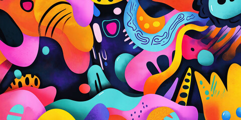 Obraz premium Colorful abstract shapes and patterns in modern art design