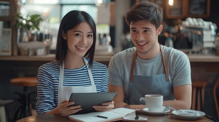 Fototapeta premium The Barista Couple in Cafe