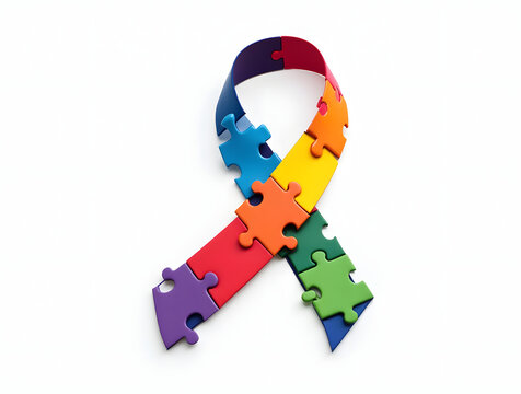 ribbon made of puzzle pieces autism awareness