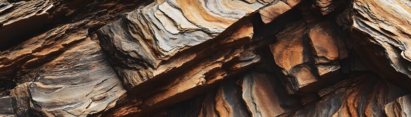 A Close-up of Layered Rock Formations in a Canyon