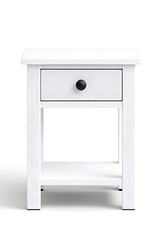 Wooden bedside table, Minimalist Scandinavian style, isolated on white background
