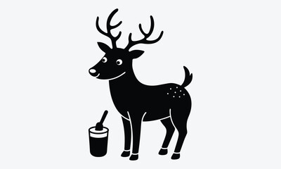 Fototapeta premium Christmas Day, Reindeer Repair Ointment vector white background illustration Generative Ai