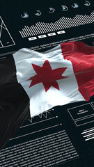 Udmurtia flag - Waving flag on report analytics data statement