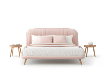 Comfortable bed with pillows with Modern Classic Design isolated on white background