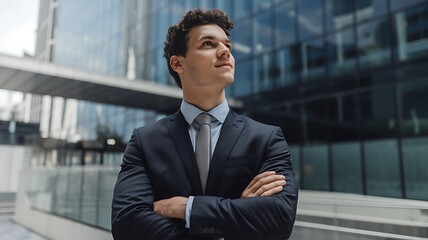 Elevate Your Ambition: A Stylish Statement of Confidence and Poise in the Urban Landscape of Opportunity