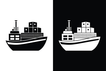 Obraz premium Cargo ship icon on White Background Vector Art Illustration on white background.
