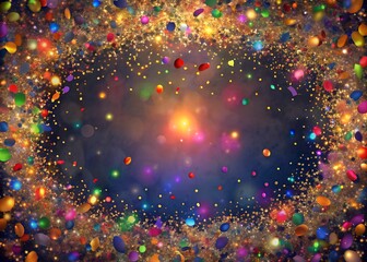 Colorful Confetti Celebration, A burst of confetti along the border with a neutral center, perfect for festive designs