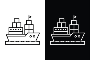 Fototapeta premium Cargo ship icon on White Background Vector Art Illustration on white background.