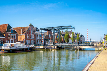 Naklejka premium Altstadt, Makkum, Niederlande 