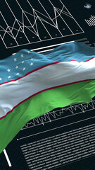 Vanuatu flag - Waving flag on report analytics data statement