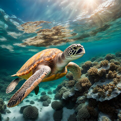 Obraz premium green sea turtle