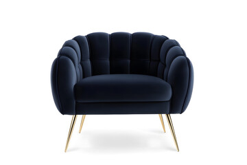 Fototapeta premium Velvet chair in art deco style isolated on white transparent background