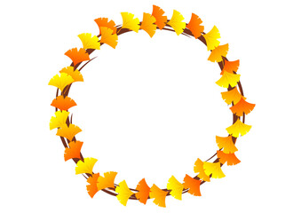イチョウの円のフレームイラスト

